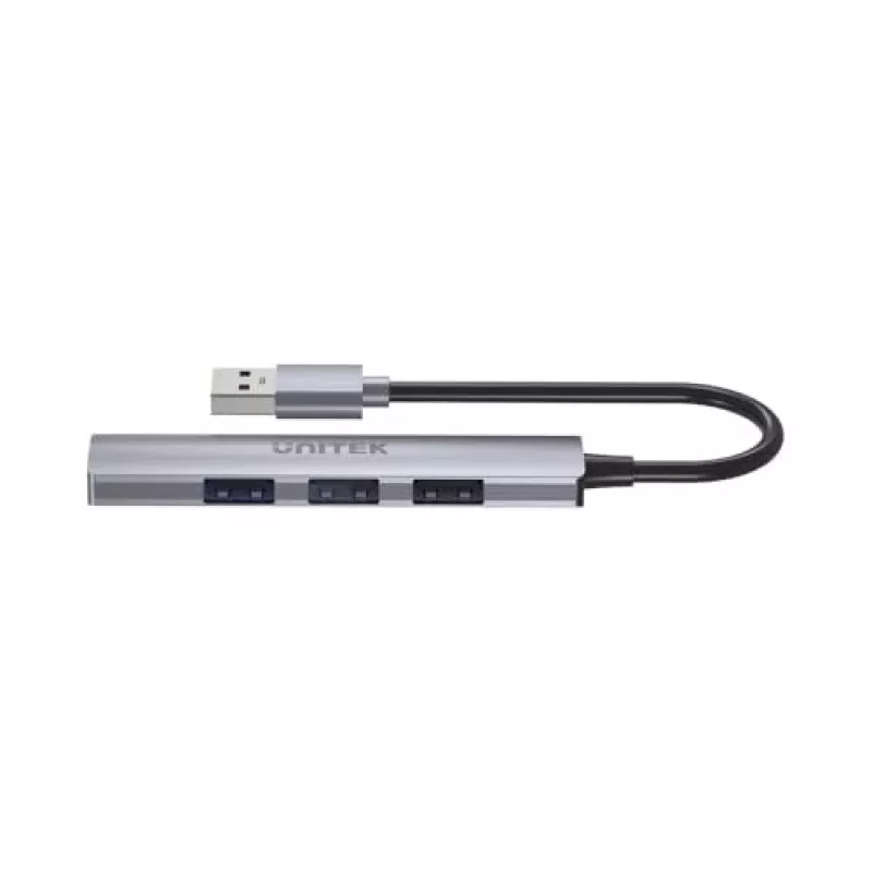 Unitek H1208A hub USB-A, 4 portas (1x USB-A 5 Gbps, 3x USB-A 2.0), alumínio, prateado