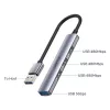 Unitek H1208A hub USB-A, 4 portas (1x USB-A 5 Gbps, 3x USB-A 2.0), alumínio, prateado