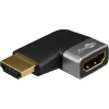 Goobay 72010 Adaptador HDMI angular 90° horizontal, 8K 60 Hz, banhado a ouro, preto/prateado