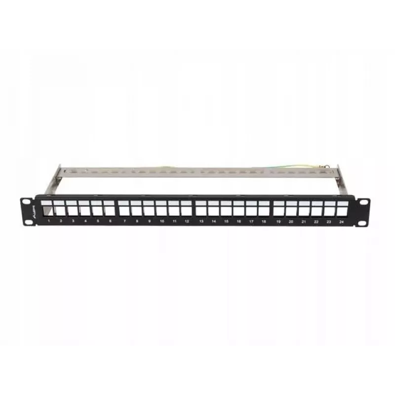 Patch panel vazio 24 portas 1U 19 polegadas FTP para módulos keystone preto