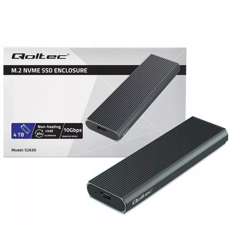 Caixa M.2 NVMe SSD QOLTEC 52630 – USB 3.1 Gen2 10Gb/s, para discos M.2 NVMe