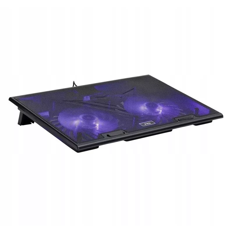 Base de arrefecimento MS D10 5 com iluminação LED preta, portas USB duplas