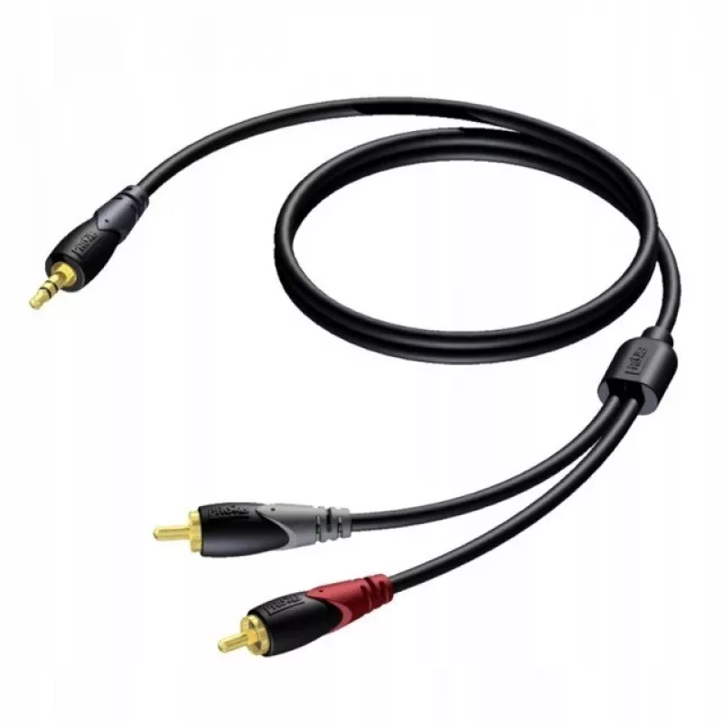 Cabo de áudio ficha jack 3,5 mm estéreo para 2x ficha RCA/Cinch Procab 1KPCL049 5 m