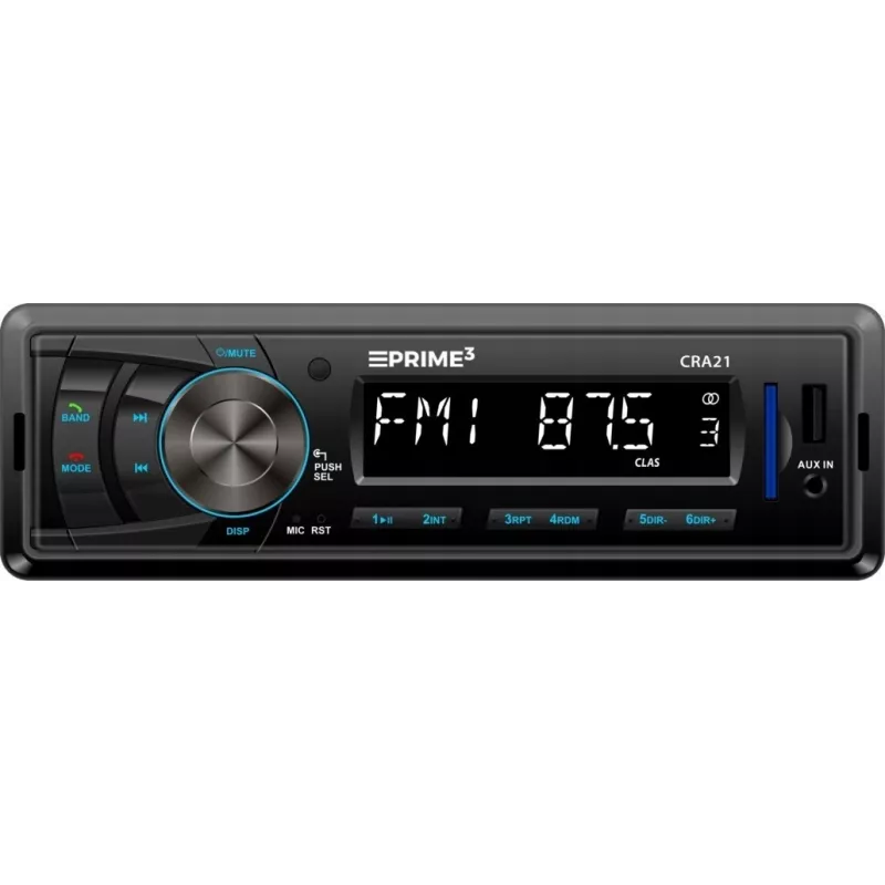 Recetor de rádio FM para automóvel PRIME3 CRA21 BT Bluetooth com sintonizador FM e conectividade Bluetooth