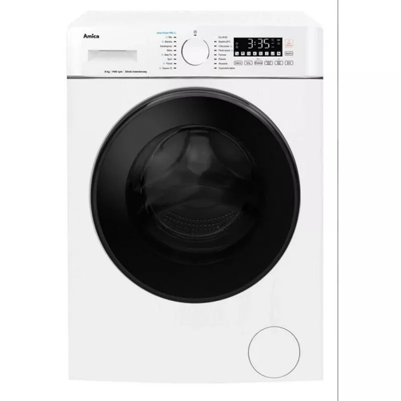 Máquina de lavar roupa Amica capacidade 8 kg, classe energética A, 1400 rpm, 16 programas, branco