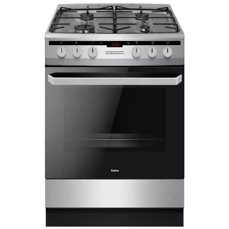 Fogão AMICA 618GES2.33HZpTaF(Xx) 58465 — elétrico-gás, 4 bicos, aço inoxidável, classe energética A