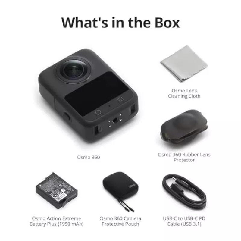 Actioncam DJI Osmo 360 Standard Combo — 8K Ultra HD, 120 MP CMOS, 240 fps, estabilização eletrónica, ecrã de 2