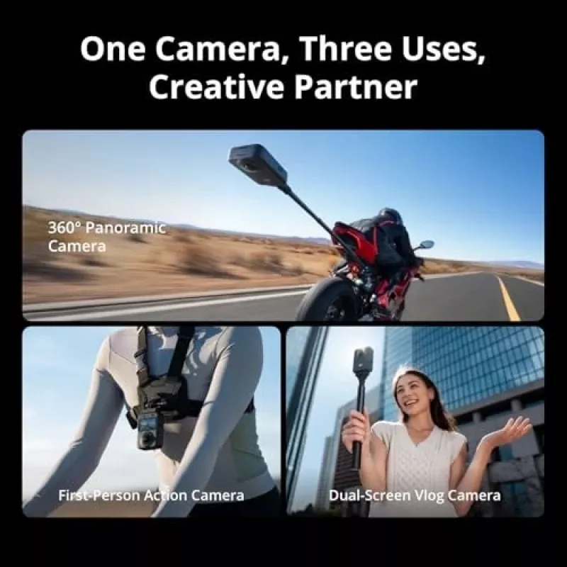 DJI Osmo 360 Adventure Combo CP.OS.00000442 câmara de ação 8K 360°, 120 MP, CMOS de 1/1,1 polegadas, ecrã de 2 polegadas, 128 GB, Wi-Fi, IP68