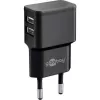 Carregador USB duplo Wentronic goobay - Fonte de alimentação - 12 Watt - 2,4 A - 2 portas de saída (USB) - Preto (44951)
