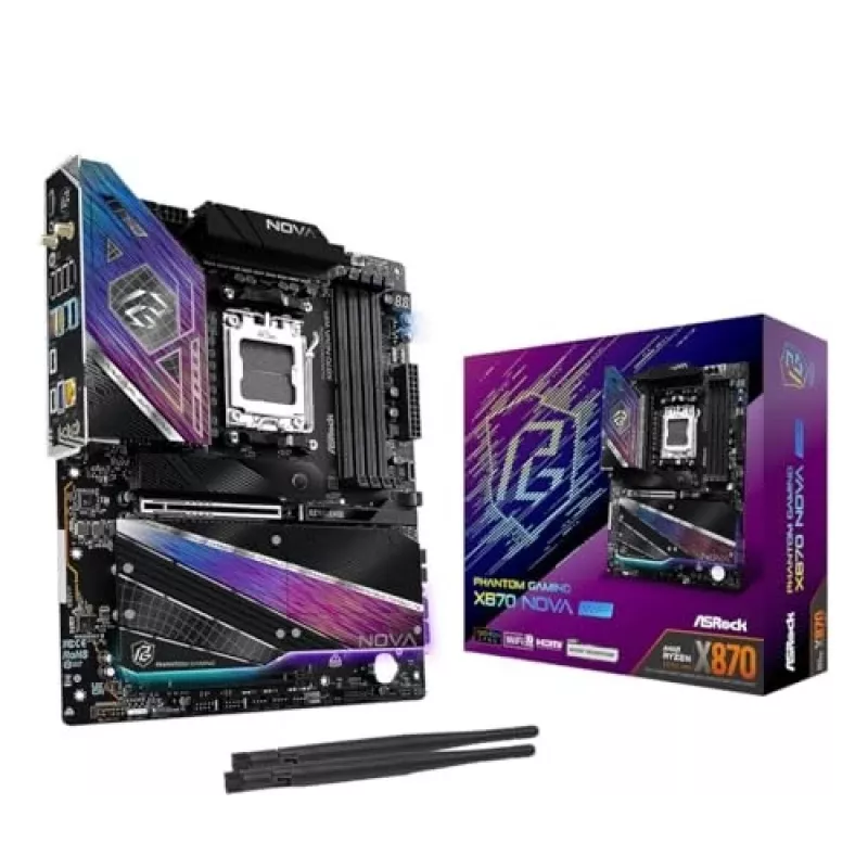 Placa-mãe ASRock X870 NOVA WIFI — AMD X870, socket AM5, ATX, 4× DIMM DDR5, 256 GB, Wi‑Fi 7, 2,5 GbE