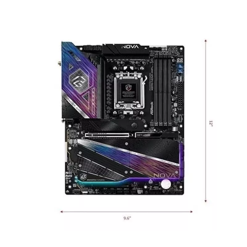 Placa-mãe ASRock X870 NOVA WIFI — AMD X870, socket AM5, ATX, 4× DIMM DDR5, 256 GB, Wi‑Fi 7, 2,5 GbE