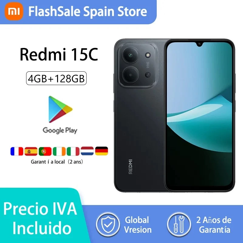 Xiaomi Redmi 15C 4G Smartphone 6,9 polegadas 4/128GB Midnight Black
