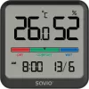 Savio CT-01/B sensor sem fios de temperatura e humidade para interior, LCD, relógio, data, suporte magnético, preto