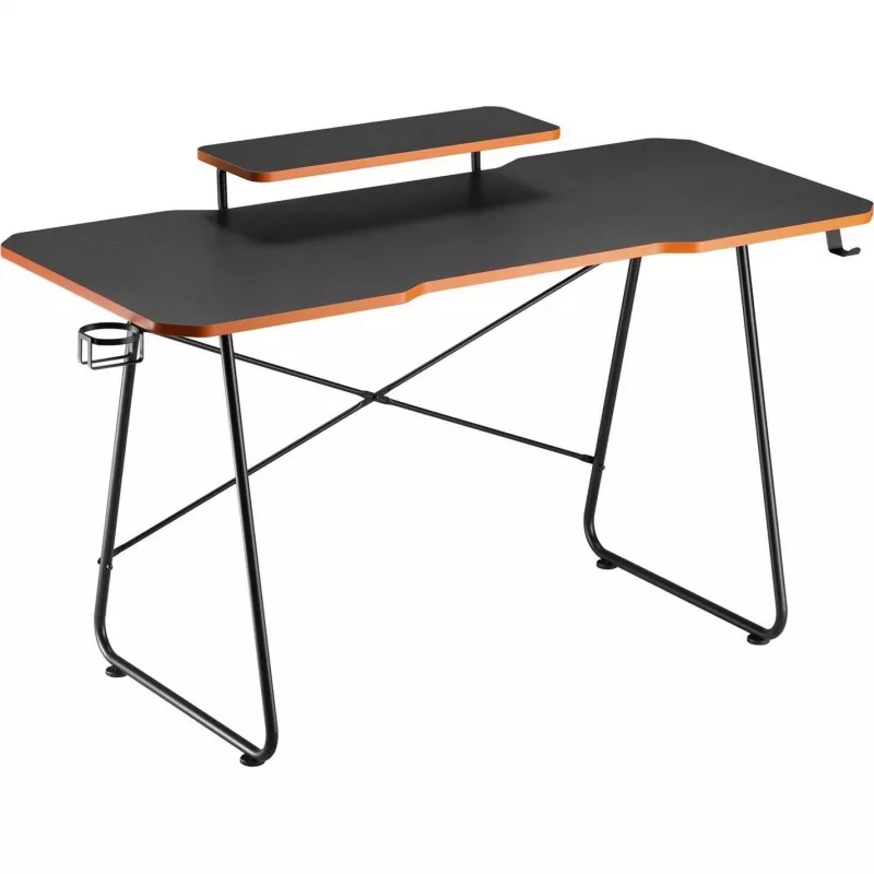 Secretária gaming Maclean NanoRS com prateleira para monitor máx. 50 kg altura 850 mm Preto RS170, mesa gaming, preto