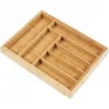 Organizador de gaveta de talheres GreenBlue GB379, bandeja em bambu com compartimentos, superfície natural