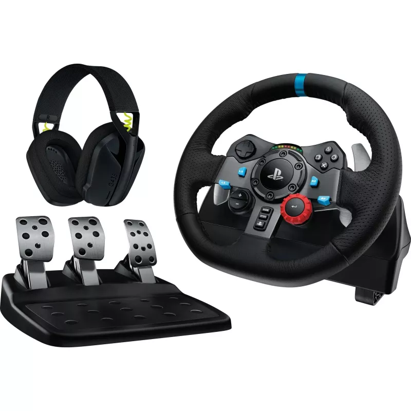 Controlador de jogos LOGITECH G29 EU + G435 Preto Alumínio Preto USB Volante + Pedais + Auscultadores PC