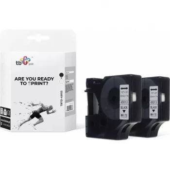 TB Print TBTD-45013 fita de etiquetas para DYMO, 12 mm x 7 m, preto sobre branco, 2 un.
