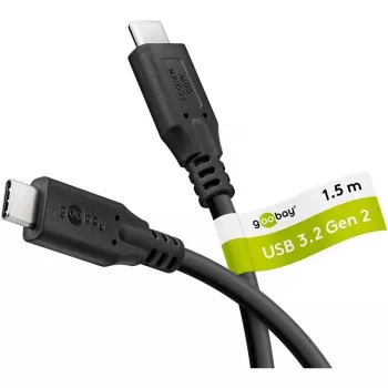 Cabo USB Goobay C, USB 3.2, 60 W, 10 Gbit/s, Power Delivery, 1,5 m (1,50 m, USB 3.2, 60 W), cabo USB