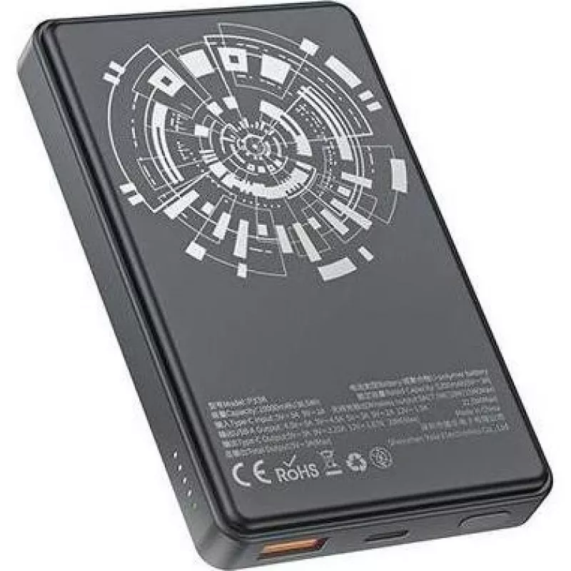 Powerbank Awei MagSafe P33K 10000mAh 22.5W preto/preto (10000mAh, 22W, 15Wh), powerbank, preto
