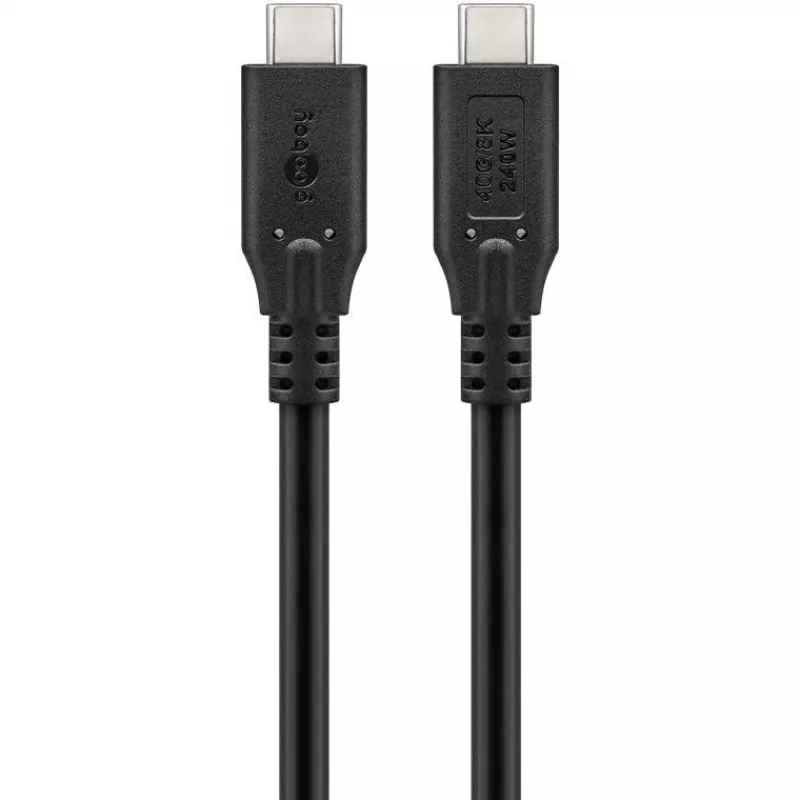 Cabo USB Goobay C, USB4, 240 W, 40 Gbit/s, Power Delivery, 0,5 m (0,50 m, USB 4.0, 240 W), cabo USB