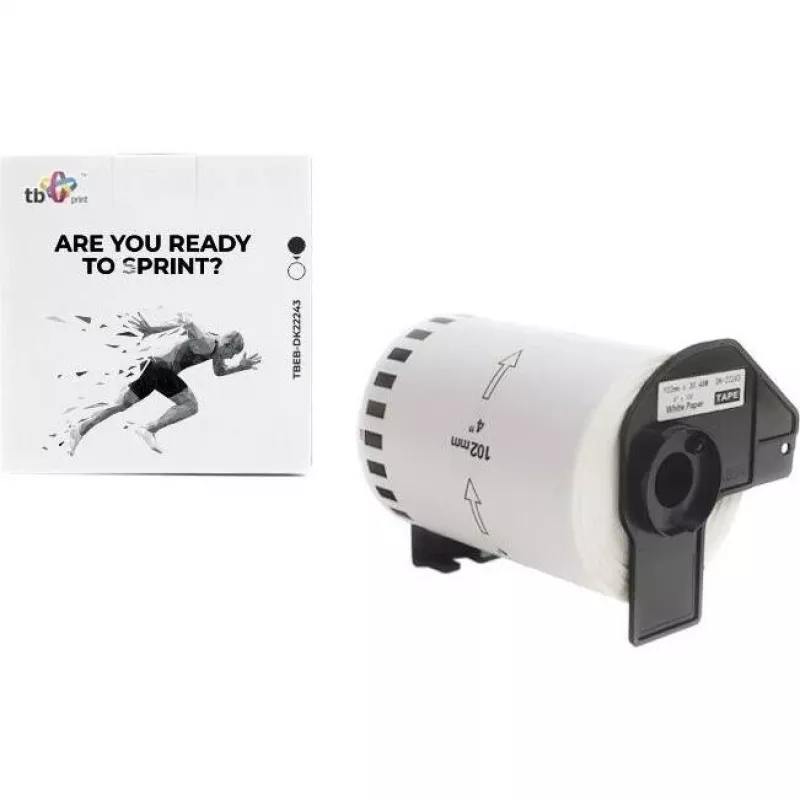 TB Print TBEB-DK22243 rolo de etiquetas para Brother, 102 mm x 30,48 m, preto sobre branco