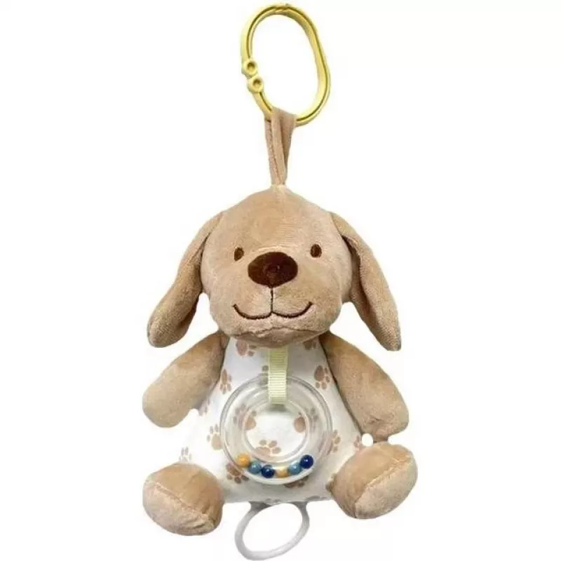 Caixa de música TULILO 9387 cão bege 18 cm brinquedo musical de peluche