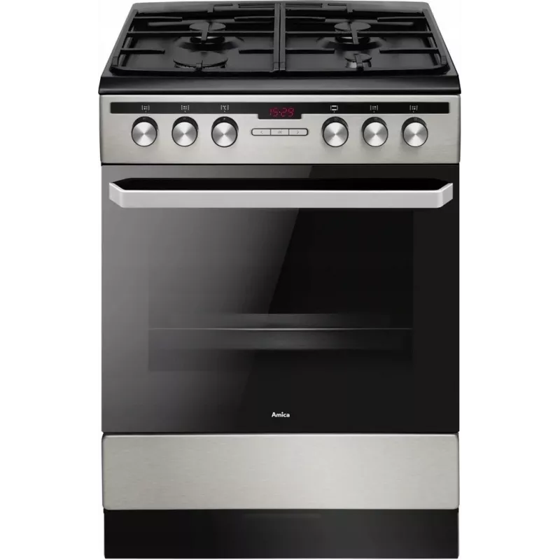 Fogão elétrico-gás AMICA 58468 com 4 bicos, aço inoxidável, classe energética A