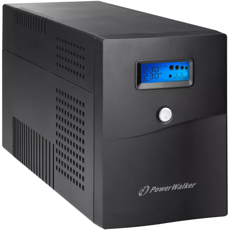 Fonte de alimentação ininterrupta PowerWalker VI 3000 SCL — UPS Line-Interactive 3 kVA / 1800 W, 230 V, bateria 9 Ah, LCD, torre, preto