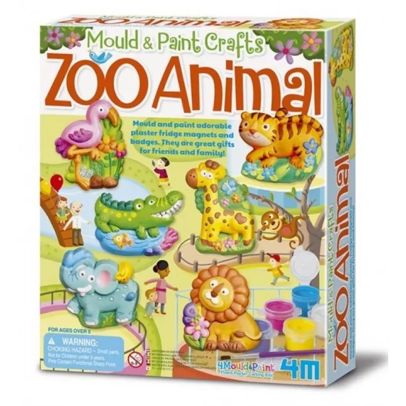 Conjunto de moldes de gesso 4m 4753 — moldes de animais de zoo para criar figuras de gesso