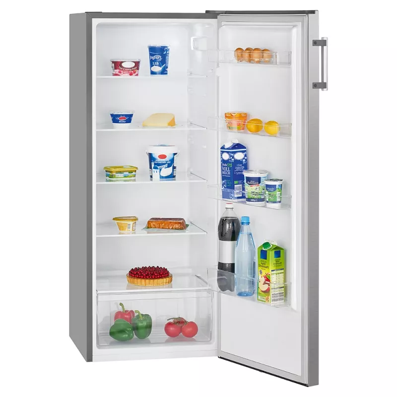 Frigorífico vertical BOMANN VS 7316 IX, 242 L, aço inoxidável, classe energética E, 5 prateleiras de vidro