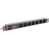 Lanberg | Unidade de distribuição de energia (PDU) 19 polegadas 1U 10A 2M 7x tomadas Schuko | PDU-07F-0200-IEC-BK