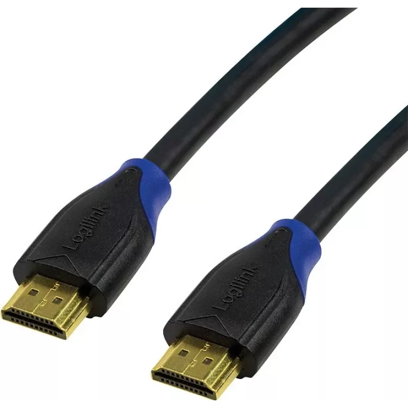 LogiLink CH0065 cabo HDMI 2.0 High Speed com Ethernet, 4K/60Hz Ultra HD, 3D, conectores banhados a ouro, 7,5 m, preto