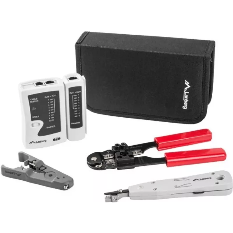 Conjunto de ferramentas de rede LANBERG testador descarnador alicate de cravar NT-0301 – suporte para fichas RJ-12