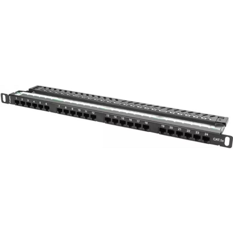 Lanberg PPU5-0024-B - RJ-45 - Cat5, Cat5e - preto - metal - montagem em rack - 0,5HE (PPU5-0024-B)