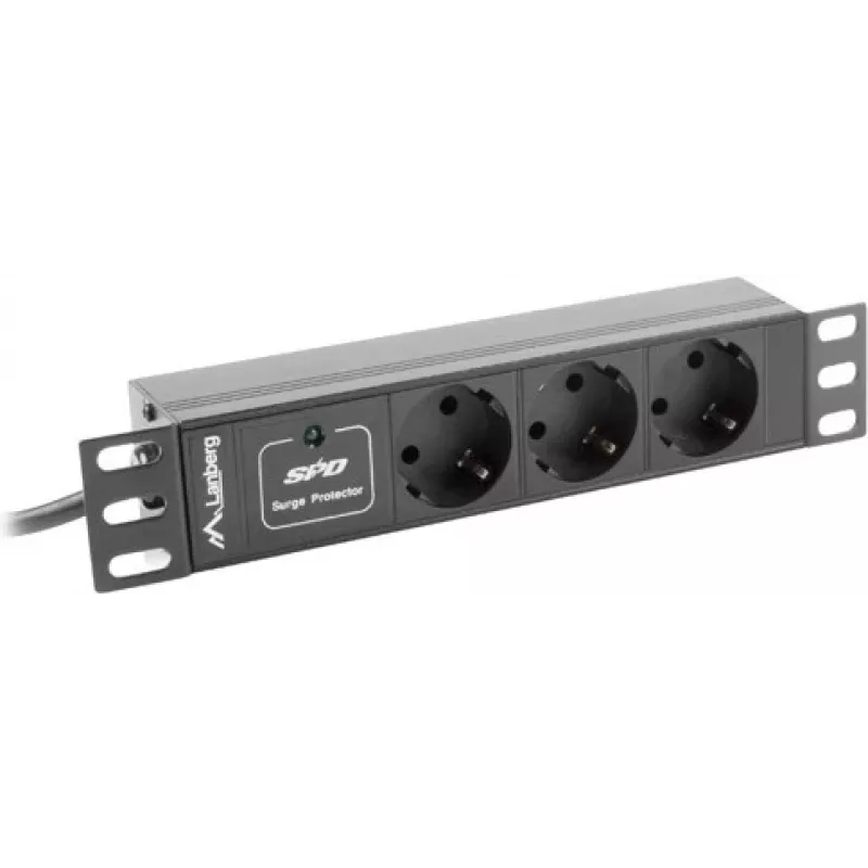 Unidade de distribuição de energia (PDU) Lanberg PDU-03F-0200-BK 1U preto 3 saídas AC (PDU-03E-0200-IEC-BK)
