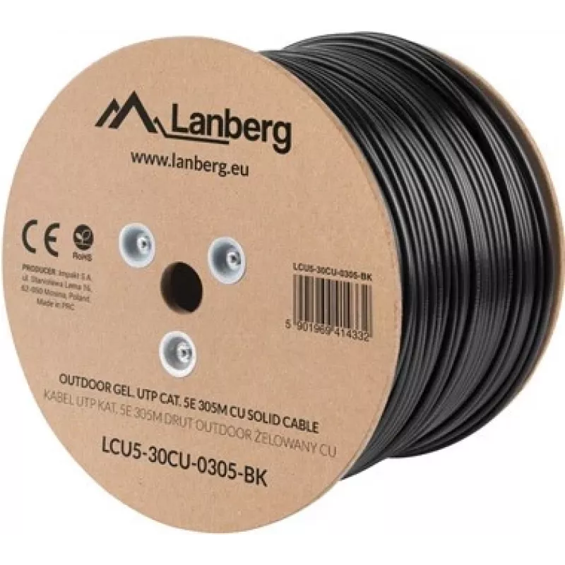 Cabo de rede Lanberg LCU5-30CU-0305-BK 305 m Cat5e U/UTP (UTP) preto (LCU5-30CU-0305-BK)