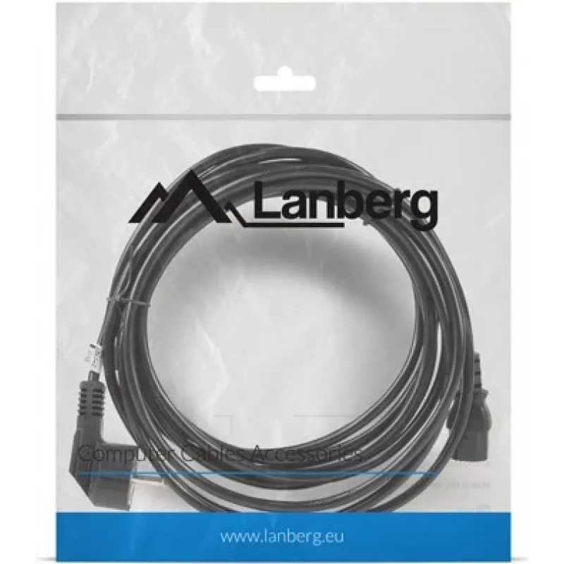 Cabo de alimentação LANBERG CA-C13C-11CC-0050-BK – 5 m, conector fêmea C13 para CEE7/7, C13 angular