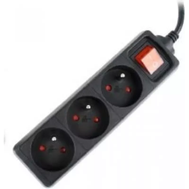 Proteção contra sobretensão Gembird EG-PSU3F-01 preto 3 tomadas AC 230 V 0,6 m