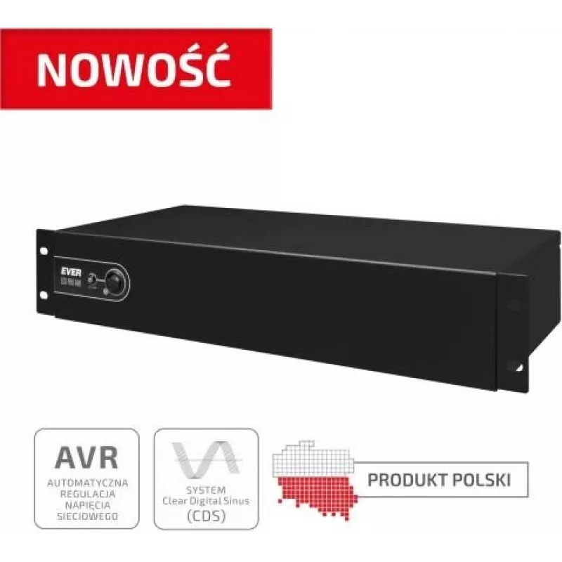EVER ECO Pro 1000 AVR CDS UPS Line-Interactive rack 19 polegadas 2U, 1000 VA / 650 W