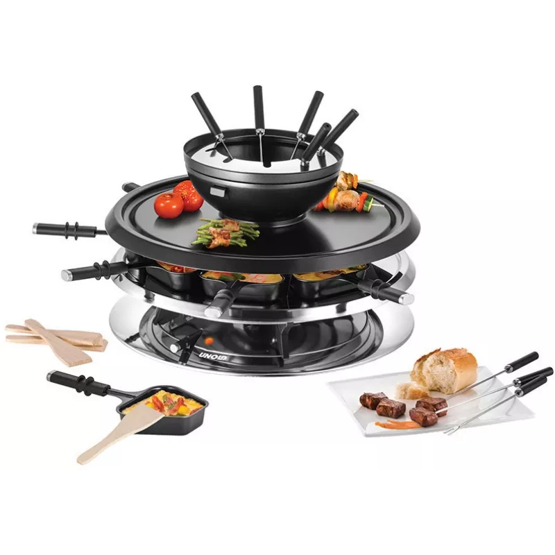 Grelhador de raclette Unold 48726 para 8 pessoas 1300 W preto, aço inoxidável