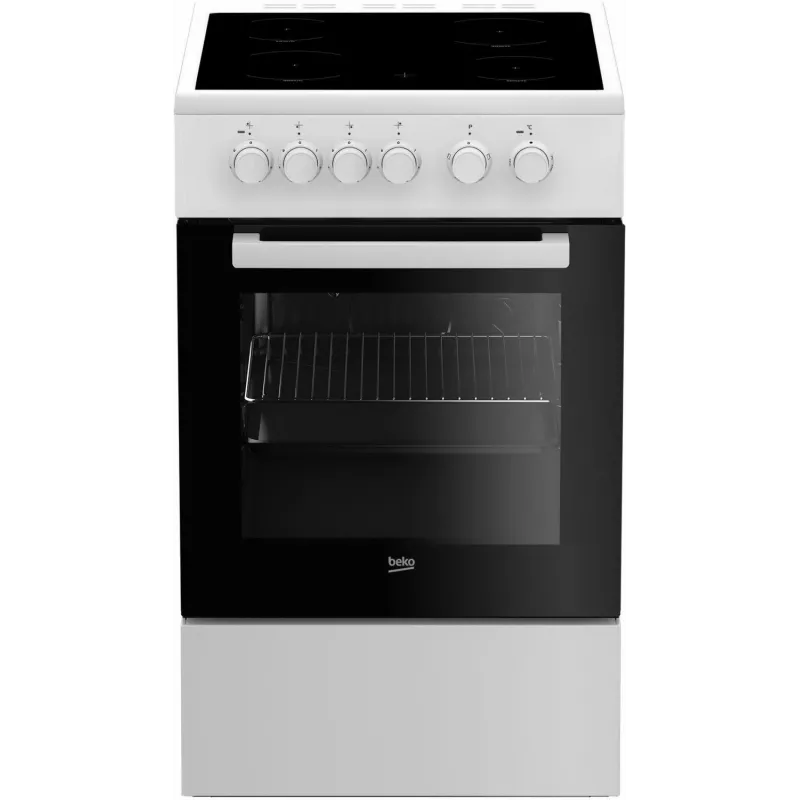 Fogão Beko FSS57000GW fogão de pé elétrico placa vitrocerâmica preto, branco