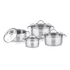 Conjunto de panelas LAMART LTSSSET8 – conjunto de cozinha em aço inoxidável, 4 peças, panelas 1,5 L / 2,1 L / 2,9 L, tampas de vidro