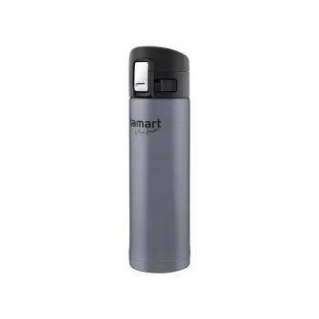 Copo térmico LAMART LT4044 0,42 L aço inoxidável parede dupla isolamento a vácuo, tampa com botão de pressão, Ø 6,4 cm