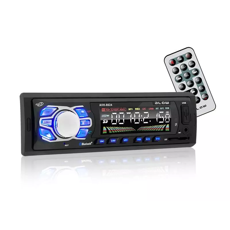 BLOW AVH-8624 auto-rádio, 1 DIN, FM RDS, Bluetooth, USB, SD/MMC, AUX, MP3, ecrã LCD, telecomando, preto