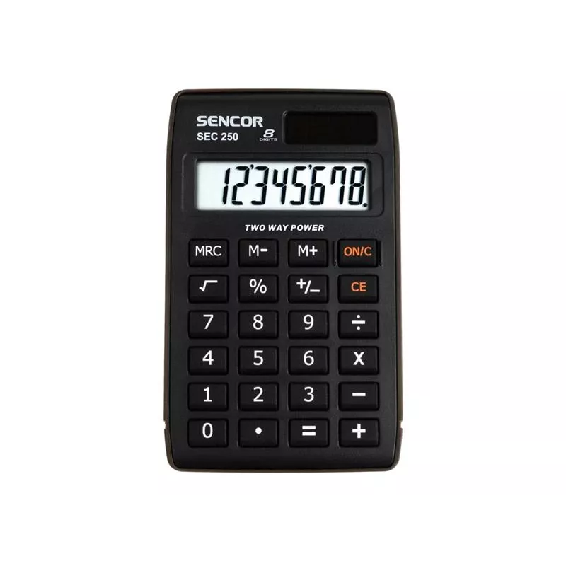 Calculadora SENCOR SEC 250, LCD de 8 dígitos, alimentação dupla