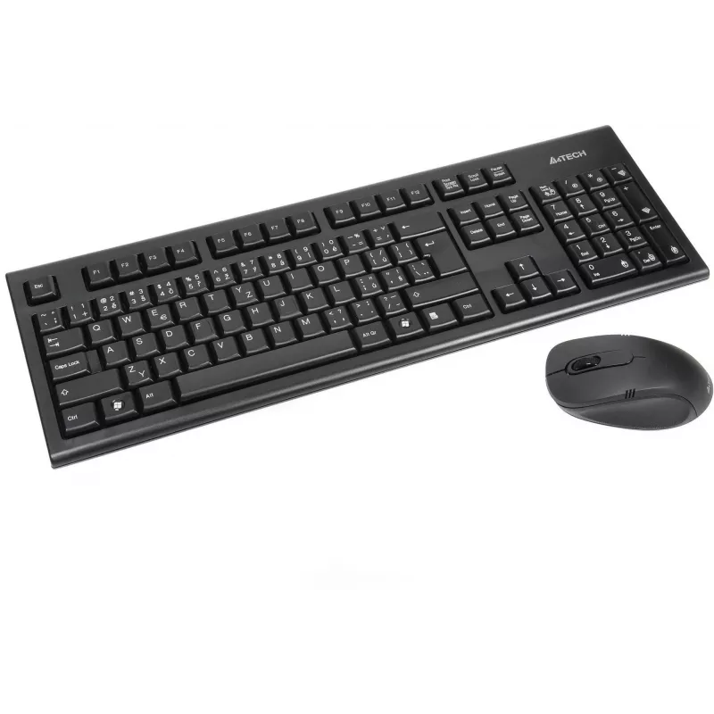 Conjunto de teclado e rato A4Tech 7100N RF Wireless QWERTY inglês preto