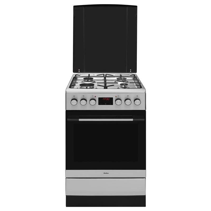 Amica 57GEH2.33HZpTaXx fogão misto a gás e elétrico, 4 bocas, forno de 62 l, ar quente, 50 cm, Inox