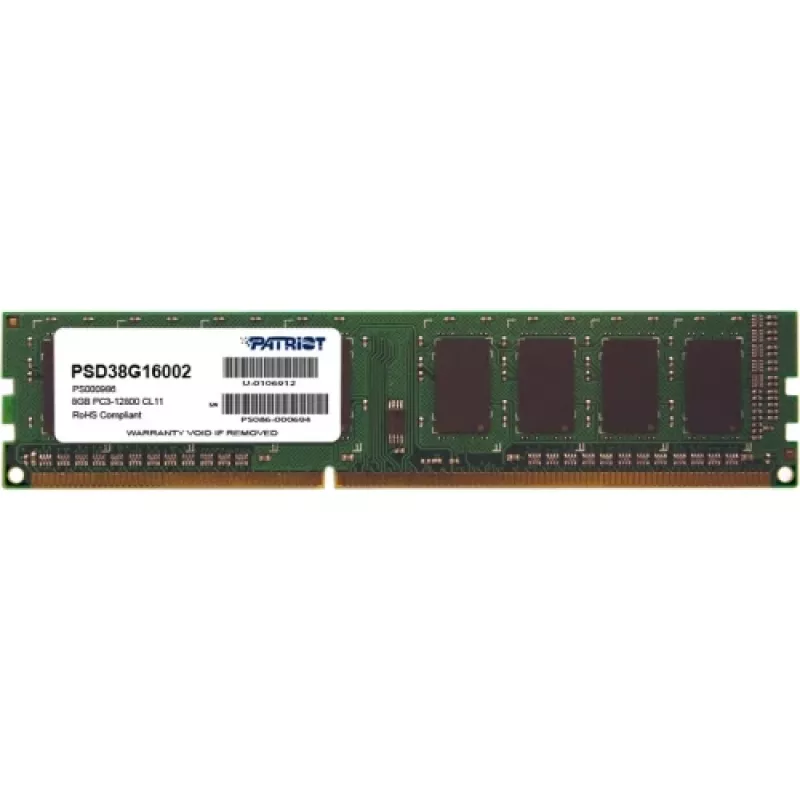 Memória Patriot Memory Patriot Signature 8GB DIMM DDR3 CL11 PC3-12800 (1600MHz) (PSD38G16002)