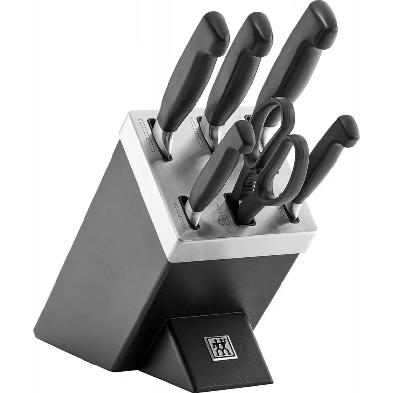 Conjunto de facas e bloco ZWILLING 35145-007-0 – 7 peças com faca de chef, faca de descascar, faca de pão, tesoura de cozinha, bloco preto