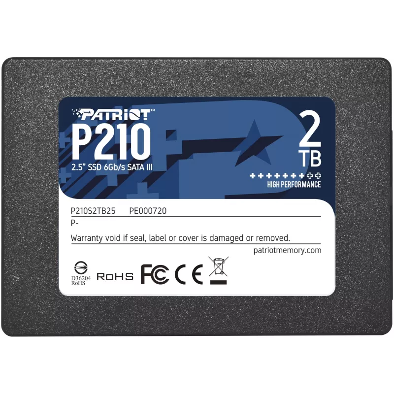 SSD SATA III 2,5 inch PATRIOT P210 2 TB — 500 MB/s de leitura, 400 MB/s de escrita, 7 mm